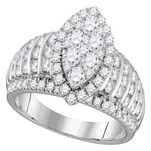 Diamond Cluster Ring | 10kt White Gold Womens Round Diamond Oval Cluster Ring 1-7/8 Cttw | Splendid Jewellery GND