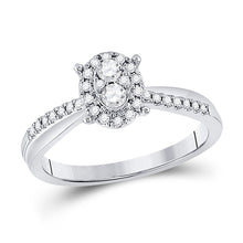 Load image into Gallery viewer, Dazzling Diamond Brilliance Ring | 10kt White Gold Womens Round Diamond Oval Cluster Ring 1/4 Cttw Top view from the 10Kt White Gold Womens Round Diamond Oval Cluster Ring 1 4 Cttwpin287523 collection by Splendid Jewellery