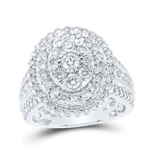 Load image into Gallery viewer, Captivating Cluster Brilliance Diamond Ring Top view from the 10Kt White Gold Womens Round Diamond Oval Cluster Ring 2 Cttwpin230907 collection by Splendid Jewellery