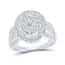 Load image into Gallery viewer, Radiant Brilliance Diamond Cluster Ring Top view from the 10Kt White Gold Womens Round Diamond Oval Ring 1 1 2 Cttwpin213099 collection by Splendid Jewellery