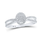 Radiant Elegance: 10kt White Gold Diamond Cluster Oval Ring 1/10 Cttw Top view from the 10Kt White Gold Womens Round Diamond Oval Ring 1 10 Cttwpin215065 collection by Splendid Jewellery