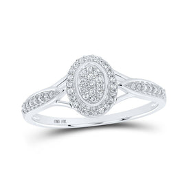 10kt White Gold Oval Diamond Cluster Ring - Exquisite Elegance and Dazzling Brilliance Top view from the 10Kt White Gold Womens Round Diamond Oval Ring 1 10 Cttwpin215068 collection by Splendid Jewellery