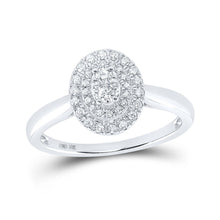 Load image into Gallery viewer, 10kt White Gold Diamond Cluster Oval Ring - A Captivating Beauty Top view from the 10Kt White Gold Womens Round Diamond Oval Ring 1 3 Cttwpin218269 collection by Splendid Jewellery