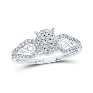 Diamond Cluster Ring | 10kt White Gold Womens Round Diamond Oval Ring 1/6 Cttw | Splendid Jewellery GND