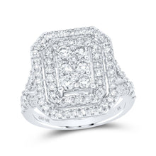 Load image into Gallery viewer, Captivating Brilliance: 10kt White Gold Womens Round Diamond Rectangle Cluster Ring 1-1/2 Cttw Top view from the 10Kt White Gold Womens Round Diamond Rectangle Cluster Ring 1 1 2 Cttwpin230153 collection by Splendid Jewellery
