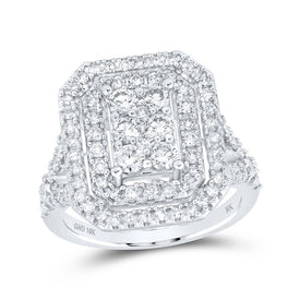 Captivating Brilliance: 10kt White Gold Womens Round Diamond Rectangle Cluster Ring 1-1/2 Cttw Top view from the 10Kt White Gold Womens Round Diamond Rectangle Cluster Ring 1 1 2 Cttwpin230153 collection by Splendid Jewellery