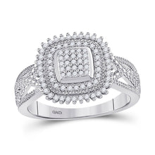 Load image into Gallery viewer, Dazzling Diamond Brilliance: 10kt White Gold Womens Round Diamond Square Cluster Ring 1/4 Cttw Top view from the 10Kt White Gold Womens Round Diamond Square Cluster Ring 1 4 Cttwpin270914 collection by Splendid Jewellery