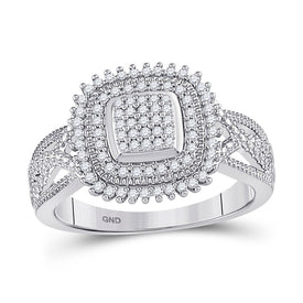 Dazzling Diamond Brilliance: 10kt White Gold Womens Round Diamond Square Cluster Ring 1/4 Cttw Top view from the 10Kt White Gold Womens Round Diamond Square Cluster Ring 1 4 Cttwpin270914 collection by Splendid Jewellery