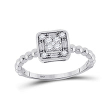 Load image into Gallery viewer, Captivating Brilliance Diamond Cluster Ring Top view from the 10Kt White Gold Womens Round Diamond Square Cluster Ring 1 4 Cttwpin282701 collection by Splendid Jewellery