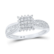 Load image into Gallery viewer, Dazzling Diamond Delight Ring Top view from the 10Kt White Gold Womens Round Diamond Square Cluster Ring 1 5 Cttwpin218004 collection by Splendid Jewellery