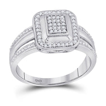Load image into Gallery viewer, Dazzling Diamond Cluster Ring | 10kt White Gold Womens Round Diamond Square Cluster Ring 1/6 Cttw Top view from the 10Kt White Gold Womens Round Diamond Square Cluster Ring 1 6 Cttwpin220742 collection by Splendid Jewellery