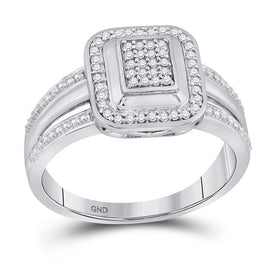Dazzling Diamond Cluster Ring | 10kt White Gold Womens Round Diamond Square Cluster Ring 1/6 Cttw Top view from the 10Kt White Gold Womens Round Diamond Square Cluster Ring 1 6 Cttwpin220742 collection by Splendid Jewellery