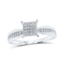 Load image into Gallery viewer, Radiant Sparkle Diamond Cluster Ring | 10kt White Gold Womens Round Diamond Square Ring 1/10 Cttw Top view from the 10Kt White Gold Womens Round Diamond Square Ring 1 10 Cttwpin215030 collection by Splendid Jewellery