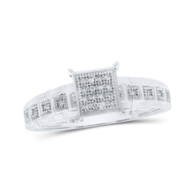 Load image into Gallery viewer, Radiant Diamond Cluster Ring | 10kt White Gold Womens Round Diamond Square Ring 1/12 Cttw Top view from the 10Kt White Gold Womens Round Diamond Square Ring 1 12 Cttwpin215048 collection by Splendid Jewellery