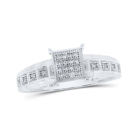 Radiant Diamond Cluster Ring | 10kt White Gold Womens Round Diamond Square Ring 1/12 Cttw Top view from the 10Kt White Gold Womens Round Diamond Square Ring 1 12 Cttwpin215048 collection by Splendid Jewellery