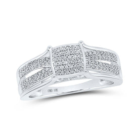 Captivating Brilliance: 10kt White Gold Diamond Cluster Square Ring Top view from the 10Kt White Gold Womens Round Diamond Square Ring 1 4 Cttwpin217298 collection by Splendid Jewellery