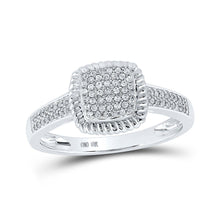 Load image into Gallery viewer, Captivating Cluster of Brilliance: 10kt White Gold Womens Diamond Square Ring Top view from the 10Kt White Gold Womens Round Diamond Square Ring 1 5 Cttwpin217292 collection by Splendid Jewellery