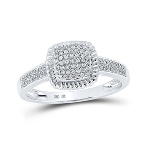 Diamond Cluster Ring | 10kt White Gold Womens Round Diamond Square Ring 1/5 Cttw | Splendid Jewellery GND