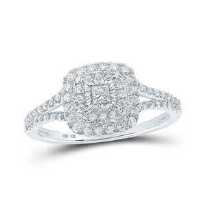 Diamond Cluster Ring | 10kt White Gold Womens Round Diamond Square Ring 3/8 Cttw | Splendid Jewellery GND