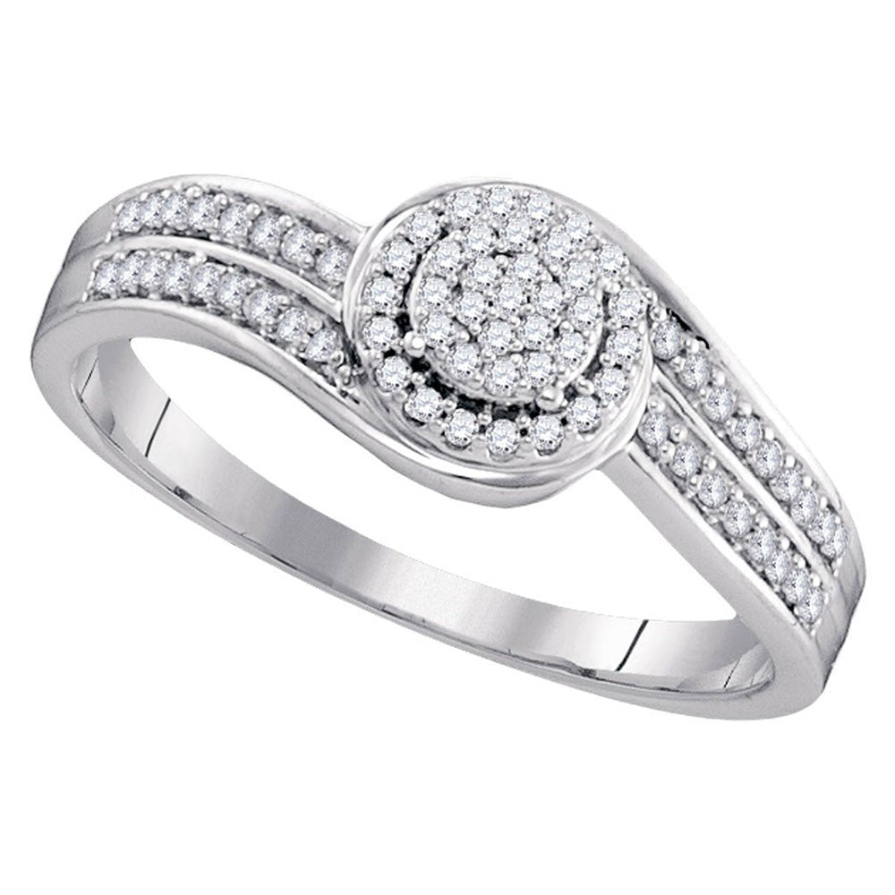 Diamond Cluster Ring | 10kt White Gold Womens Round Diamond Swirl Cluster Ring 1/5 Cttw | Splendid Jewellery GND