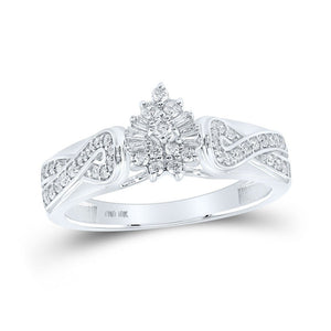 Diamond Cluster Ring | 10kt White Gold Womens Round Diamond Tear Cluster Ring 1/4 Cttw | Splendid Jewellery GND