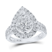 Load image into Gallery viewer, Mesmerizing Diamond Tear Cluster Ring in 10kt White Gold - 2 Cttw Top view from the 10Kt White Gold Womens Round Diamond Tear Cluster Ring 2 Cttwpin214088 collection by Splendid Jewellery