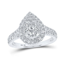Load image into Gallery viewer, Dazzling Diamond Teardrop Cluster Ring Top view from the 10Kt White Gold Womens Round Diamond Teardrop Cluster Ring 1 Cttwpin214080 collection by Splendid Jewellery