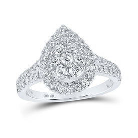 Dazzling Diamond Teardrop Cluster Ring Top view from the 10Kt White Gold Womens Round Diamond Teardrop Cluster Ring 1 Cttwpin214080 collection by Splendid Jewellery