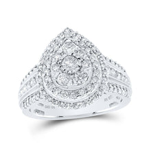 Load image into Gallery viewer, Dazzling Diamond Teardrop Cluster Ring Top view from the 10Kt White Gold Womens Round Diamond Teardrop Cluster Ring 1 Cttwpin230904 collection by Splendid Jewellery