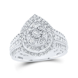 Dazzling Diamond Teardrop Cluster Ring Top view from the 10Kt White Gold Womens Round Diamond Teardrop Cluster Ring 1 Cttwpin230904 collection by Splendid Jewellery