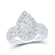 Load image into Gallery viewer, Dazzling Diamond Teardrop Cluster Ring Top view from the 10Kt White Gold Womens Round Diamond Teardrop Cluster Ring 1 Cttwpin230970 collection by Splendid Jewellery