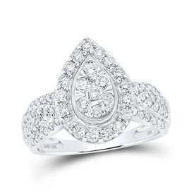Dazzling Diamond Teardrop Cluster Ring Top view from the 10Kt White Gold Womens Round Diamond Teardrop Cluster Ring 1 Cttwpin230970 collection by Splendid Jewellery
