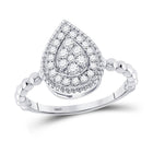 Captivating Brilliance: 10kt White Gold Teardrop Diamond Cluster Ring Top view from the 10Kt White Gold Womens Round Diamond Teardrop Cluster Ring 1 3 Cttwpin282700 collection by Splendid Jewellery