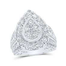 Load image into Gallery viewer, Captivating Teardrop Diamond Cluster Ring in 10kt White Gold Top view from the 10Kt White Gold Womens Round Diamond Teardrop Cluster Ring 3 Cttwpin230920 collection by Splendid Jewellery