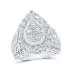 Captivating Teardrop Diamond Cluster Ring in 10kt White Gold Top view from the 10Kt White Gold Womens Round Diamond Teardrop Cluster Ring 3 Cttwpin230920 collection by Splendid Jewellery