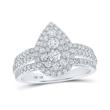Load image into Gallery viewer, 10kt White Gold Diamond Teardrop Cluster Ring - A Mesmerizing Brilliance Top view from the 10Kt White Gold Womens Round Diamond Teardrop Ring 1 Cttwpin217372 collection by Splendid Jewellery