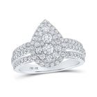 10kt White Gold Diamond Teardrop Cluster Ring - A Mesmerizing Brilliance Top view from the 10Kt White Gold Womens Round Diamond Teardrop Ring 1 Cttwpin217372 collection by Splendid Jewellery