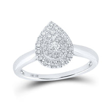 Load image into Gallery viewer, Teardrop Brilliance Diamond Cluster Ring Top view from the 10Kt White Gold Womens Round Diamond Teardrop Ring 1 3 Cttwpin218261 collection by Splendid Jewellery