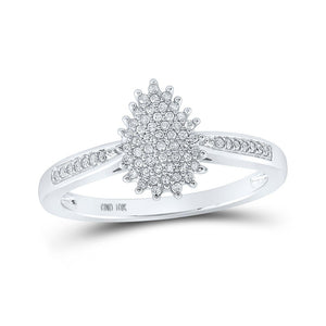 Diamond Cluster Ring | 10kt White Gold Womens Round Diamond Teardrop Ring 1/6 Cttw | Splendid Jewellery GND
