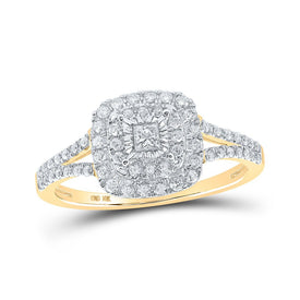 Regal Radiance: 10kt Yellow Gold Princess Diamond Square Ring product  Top View from Splendid Jewellery