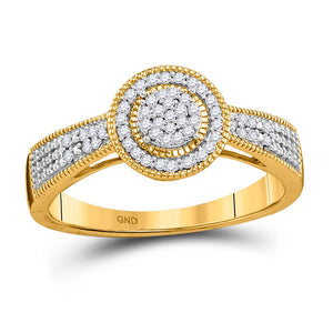 Diamond Cluster Ring | 10kt Yellow Gold Womens Round Diamond Circle Cluster Ring 1/6 Cttw | Splendid Jewellery GND