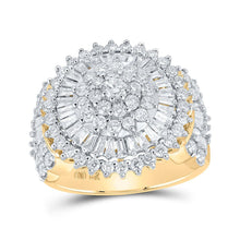 Load image into Gallery viewer, Captivating Brilliance: 10kt Yellow Gold Womens Round Diamond Circle Cluster Ring 2 Cttw product  Top View from Splendid Jewellery