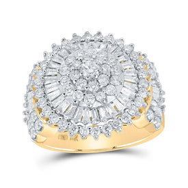 Captivating Brilliance: 10kt Yellow Gold Womens Round Diamond Circle Cluster Ring 2 Cttw product  Top View from Splendid Jewellery