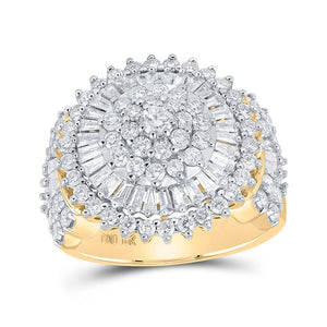 Diamond Cluster Ring | 10kt Yellow Gold Womens Round Diamond Circle Cluster Ring 2 Cttw | Splendid Jewellery GND