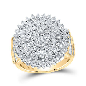 Diamond Cluster Ring | 10kt Yellow Gold Womens Round Diamond Circle Cluster Ring 2 Cttw | Splendid Jewellery GND