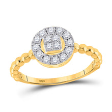 Load image into Gallery viewer, Radiant Circle of Diamonds | 10kt Yellow Gold Womens Round Diamond Cluster Ring 1/3 Cttw product  Top View from Splendid Jewellery