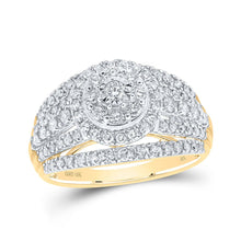 Load image into Gallery viewer, Radiant Brilliance Diamond Cluster Ring | 10kt Yellow Gold Womens Round Diamond Cluster Ring 1 Cttw | Splendid Jewellery product  Top View from Splendid Jewellery