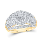 Radiant Brilliance Diamond Cluster Ring | 10kt Yellow Gold Womens Round Diamond Cluster Ring 1 Cttw | Splendid Jewellery product  Top View from Splendid Jewellery