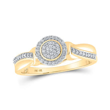 Load image into Gallery viewer, Captivating Brilliance: 10kt Yellow Gold Women&#39;s Round Diamond Cluster Ring 1/10 Cttw product  Top View from Splendid Jewellery