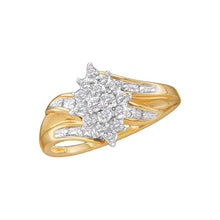 Load image into Gallery viewer, Radiant Brilliance: 10kt Yellow Gold Women&#39;s Diamond Cluster Ring 1/10 Cttw product  Top View from Splendid Jewellery
